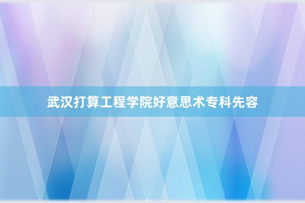 武汉打算工程学院好意思术专科先容